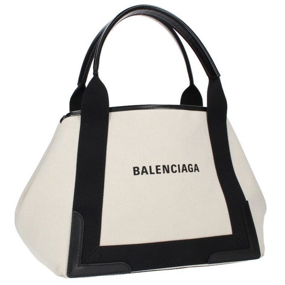 Balenciaga Navy Blue White Black Canvas Pouch Cabas Handbag - Picture 1 of 5